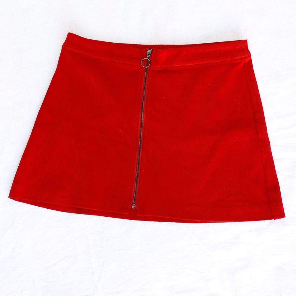 Zara Mini Red Suede Skirt
